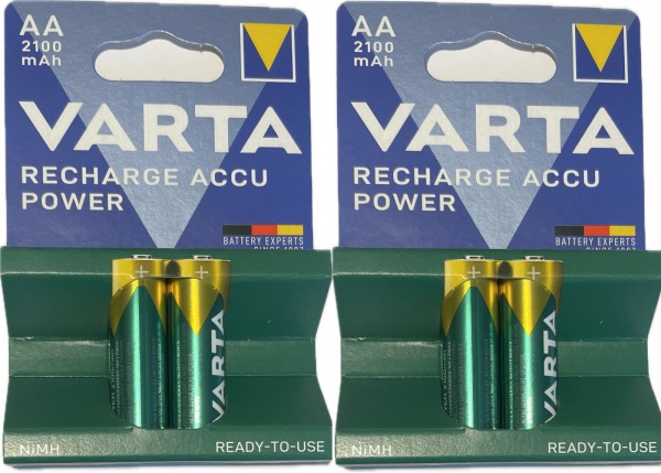 4x Varta Ready 2 Use Akkus 2100mAh f. Rollei X-8 Sports